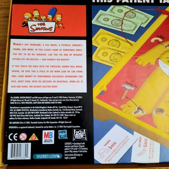 The Simpsons- Operation Skill Game, Milton Bradley, Complete, Tested, 2005 - Picture 9 of 11